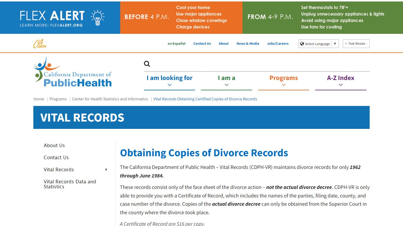 Vital Records Obtaining Certified Copies of Divorce Records - California